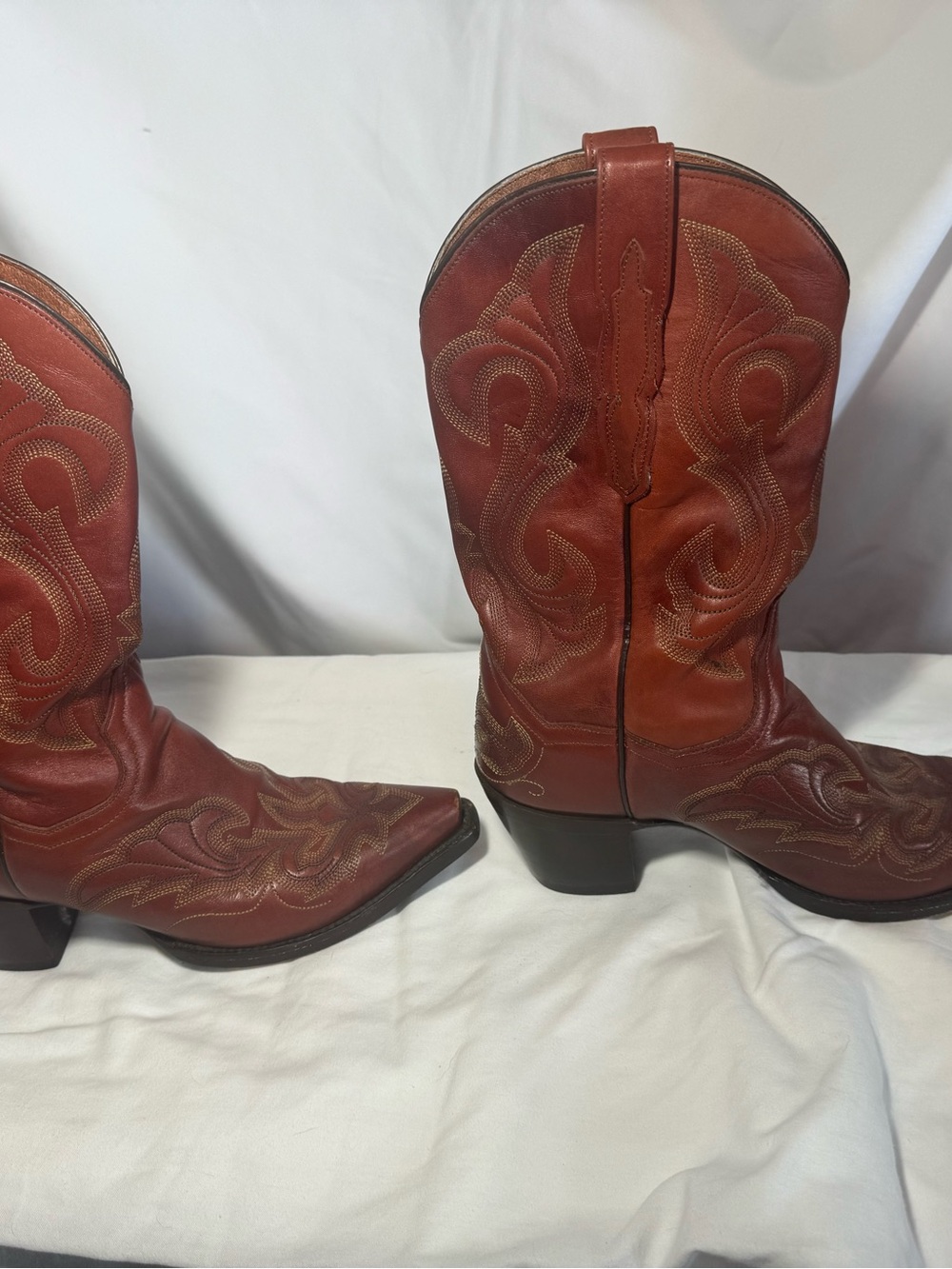 Dan Post Cowboy Boots Women 7.5 Leather Western Stitching Red-Brown Heeled - Picture 5 of 11